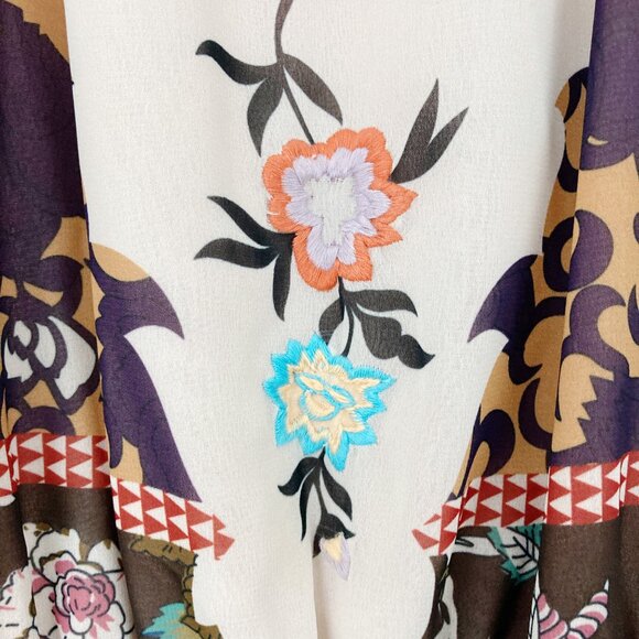 Anthropologie Vineet Bahl Garden Collage Maxi Dress Size 6 Brown Motif Embroider - Picture 8 of 16